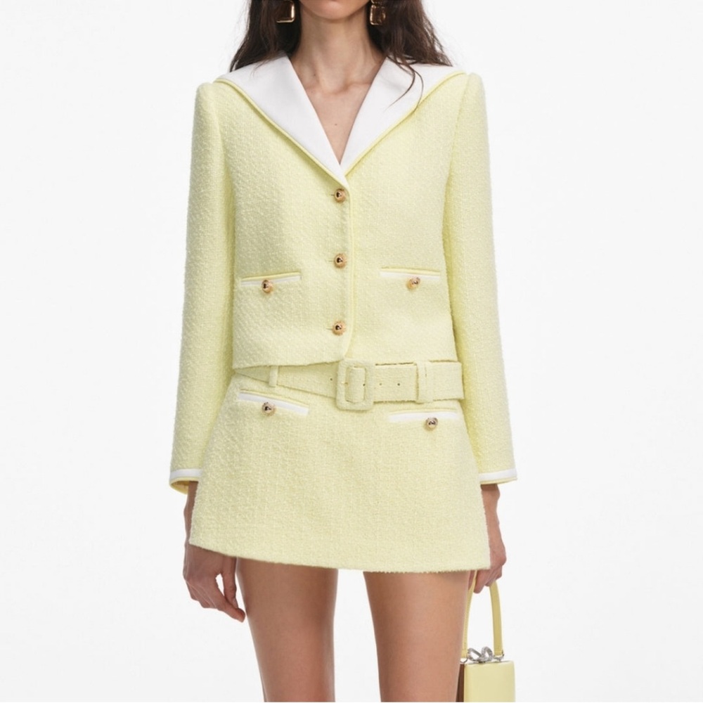 Self-Portrait Lemon Blazer and Skirt Set